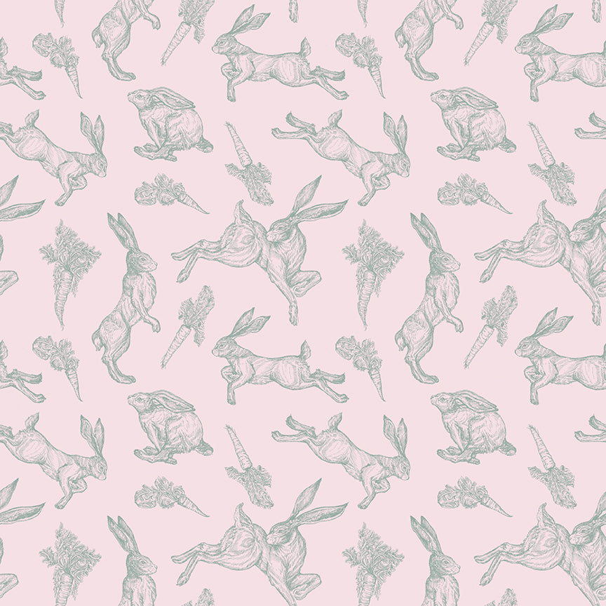 Pattern of bunnies and carrots on a gradient background Easter themed on a pink background