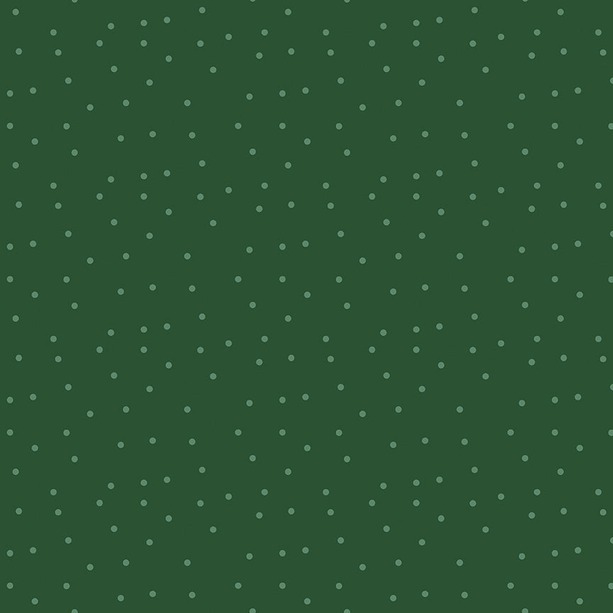 Fabric pattern Dots: Solid color backgrounds with randomly placed dots, Background Colors: Forest, Linen, and Red from The Christmas Time fabric collection by Dani Mogstad for Riley Blake Designs features nostalgic, vintage-inspired holiday look. It captures the charm of the season with woodland deer, vintage Santas, and holiday foliage. The collection spans a classic palette of red, green, and neutral tones.