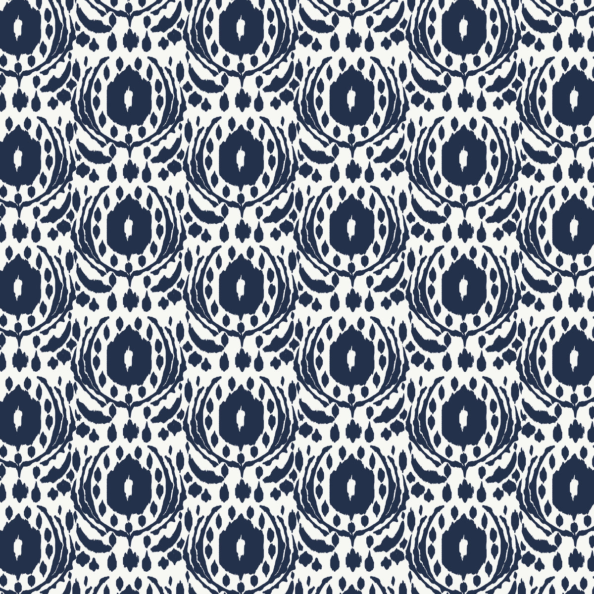 This pattern is ikat navy from The Jubilant fabric collection, which is a summer-theme inspired by outdoor picnics and vintage celebration. Collection offers color of navy, red, blue, sand, cream with patterns Bold Florals: Inspired by summer gardens and vintage charm. Classic Gingham: Traditional checked patterns suitable for picnic-themed projects. Sweet Cherries: Playful fruit motifs that emphasize the summer theme. Dots and Spots: Geometric accents to complement the larger focal prints.