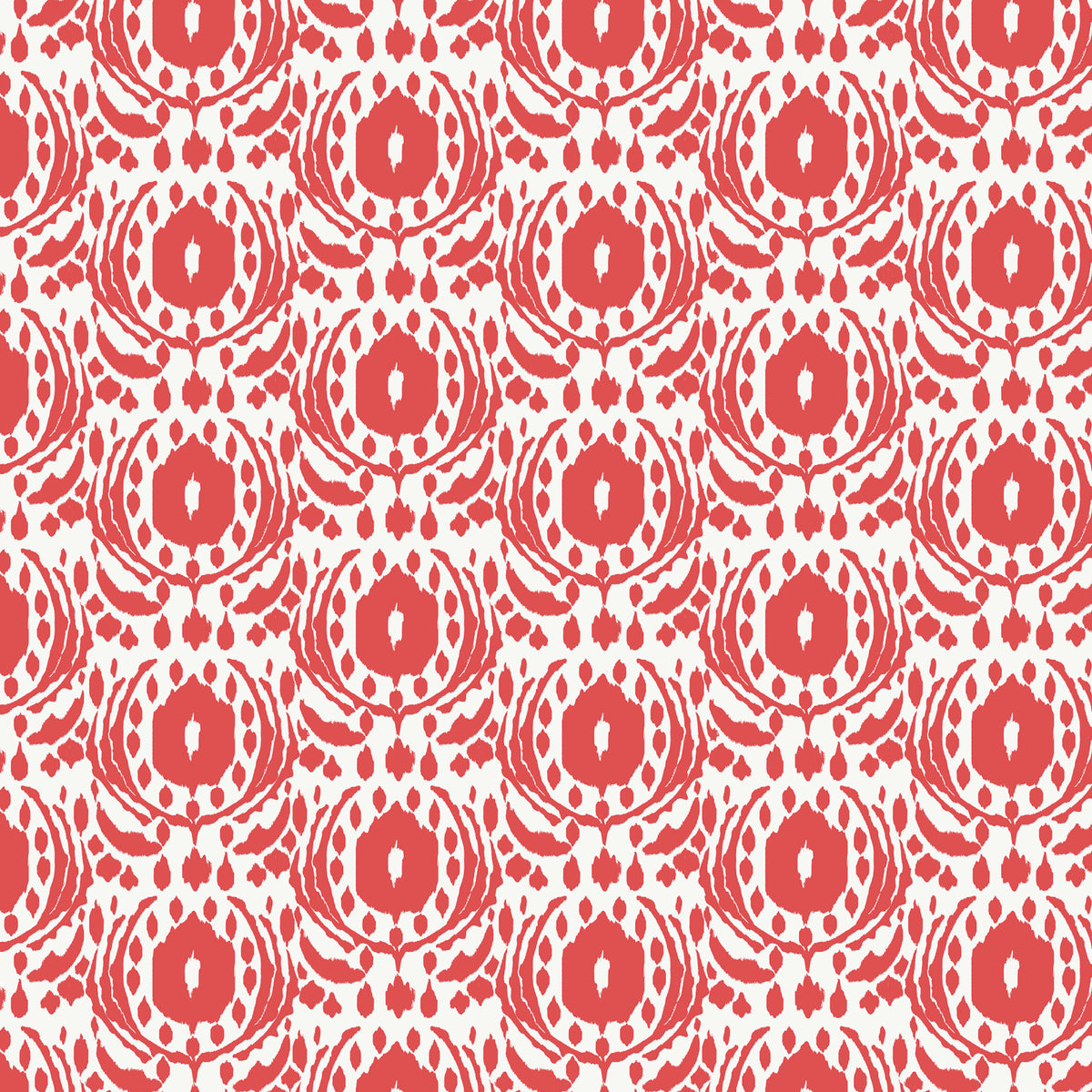 This pattern is ikat red from The Jubilant fabric collection, which is a summer-theme inspired by outdoor picnics and vintage celebration. Collection offers color of navy, red, blue, sand, cream with patterns Bold Florals: Inspired by summer gardens and vintage charm. Classic Gingham: Traditional checked patterns suitable for picnic-themed projects. Sweet Cherries: Playful fruit motifs that emphasize the summer theme. Dots and Spots: Geometric accents to complement the larger focal prints.