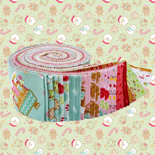 Fabric Christmas PRECUTS:  Rolie Polie Collection Gingerbread Kisses from Riley Blake