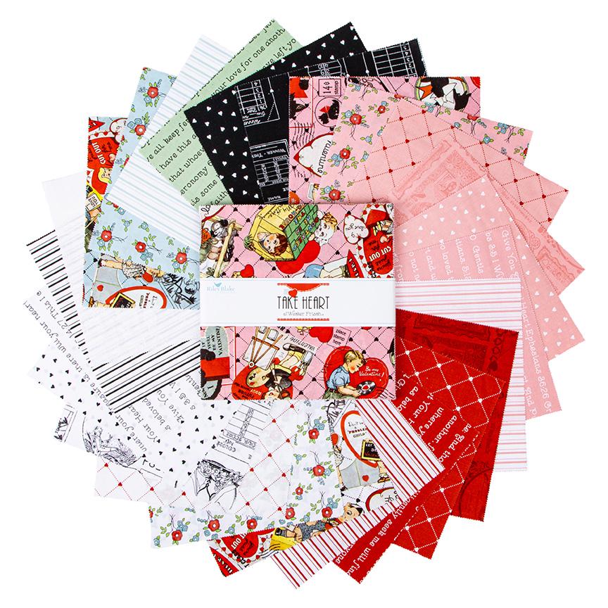 Fabric Valentines PRECUTS: Fat Quarter Bundle Collection Take Heart from Riley Blake