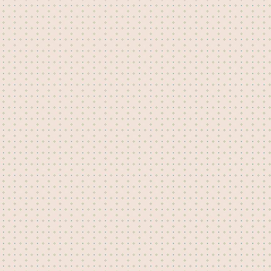 cotton fabric Patterned with small geometric designs on a beige background