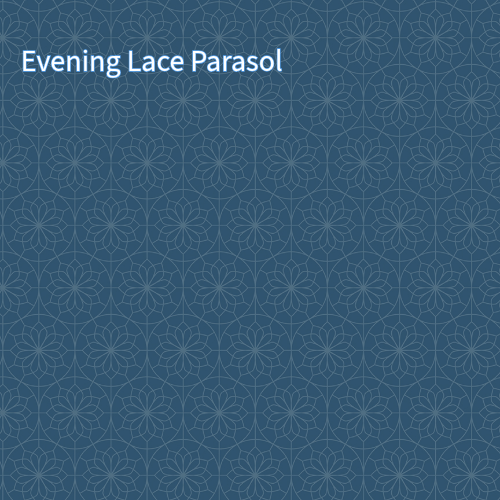 cotton fabric from spoonful of sugar collection called Lace Parasol design is similar to top of a parasol on blue background