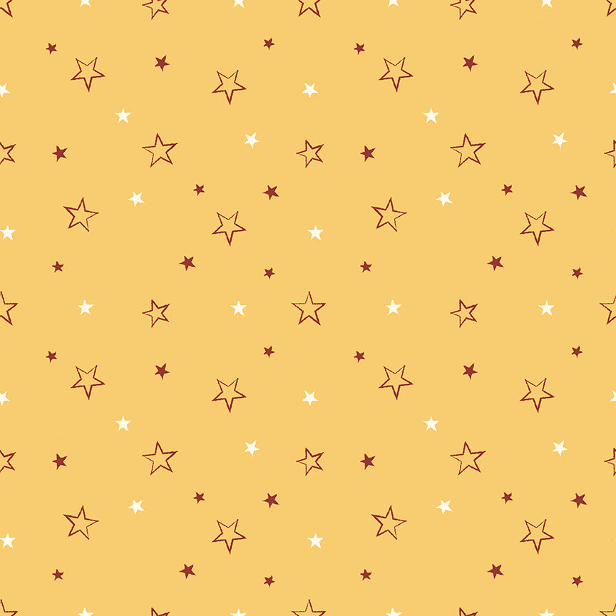 pattern stars yellow and red from american honor fabric collection