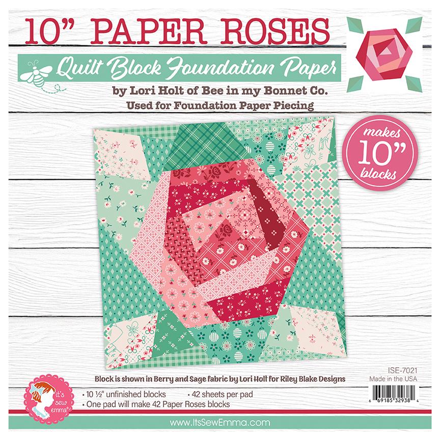 It's Sew Emma 10" Paper Roses by Lori Holt, Quilt Block Foundation Paper