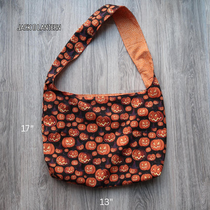 Bags: Halloween Bag / Treat Bag / Slouch Bag / Reusable Grocery Bag