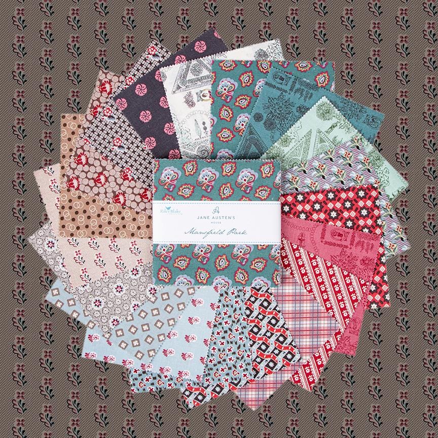 Fabric Floral/Patterned PRECUTS: 5" Stacker,Collection Mansfield from Riley Blake