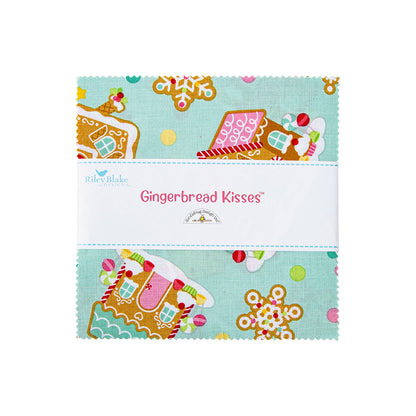 Fabric Christmas PRECUTS: 5" Charm Pack Collection Gingerbread Kisses from Riley Blake
