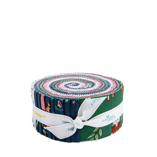 Rolie Polie / 2 1/2" Precut Strips from The Nutcracker Tradition fabric collection is designed by Jennifer Long of Sew A Story for Riley Blake Designs. Inspired by the classic Christmas Eve ballet, this whimsical collection features nostalgic storybook illustrations, holiday motifs, and beloved characters like the Nutcracker, Clara, the Mouse King, and the Sugar Plum Fairy.