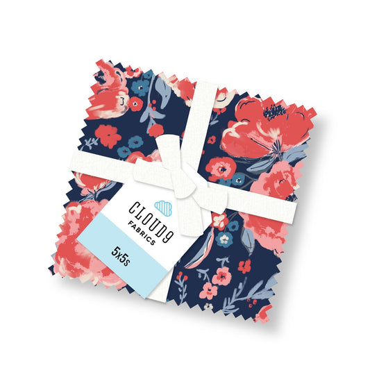 The Jubilant fabric collection by Alison Janssen for Cloud9 Fabrics is a summer-themed, organic cotton line inspired by outdoor picnics and vintage celebrations. The collection features a fresh, modern palette of navy, red, blue, sand, and cream.