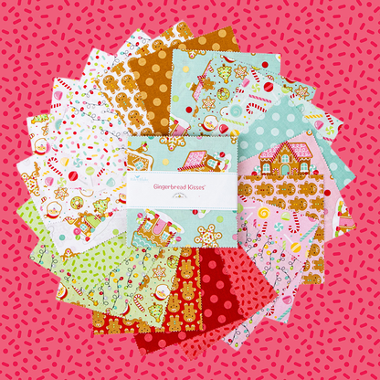 Fabric Christmas PRECUTS: 5" Charm Pack Collection Gingerbread Kisses from Riley Blake