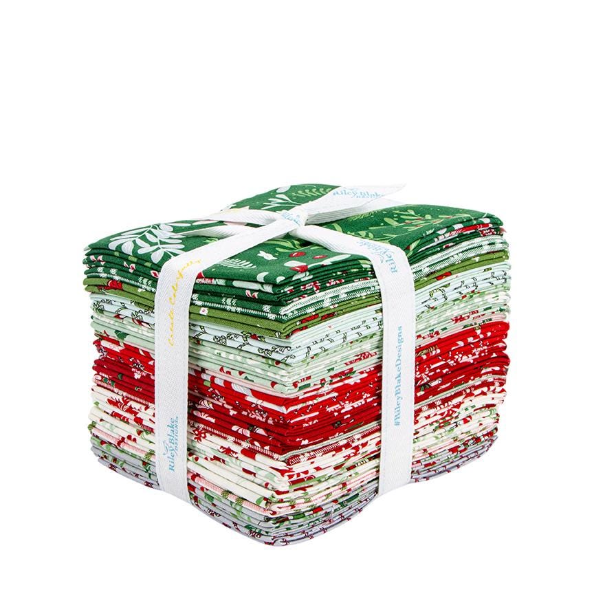 Fabric Christmas PRECUTS: Fat Qtr Bundle Mistletoe & Holly Riley Blake