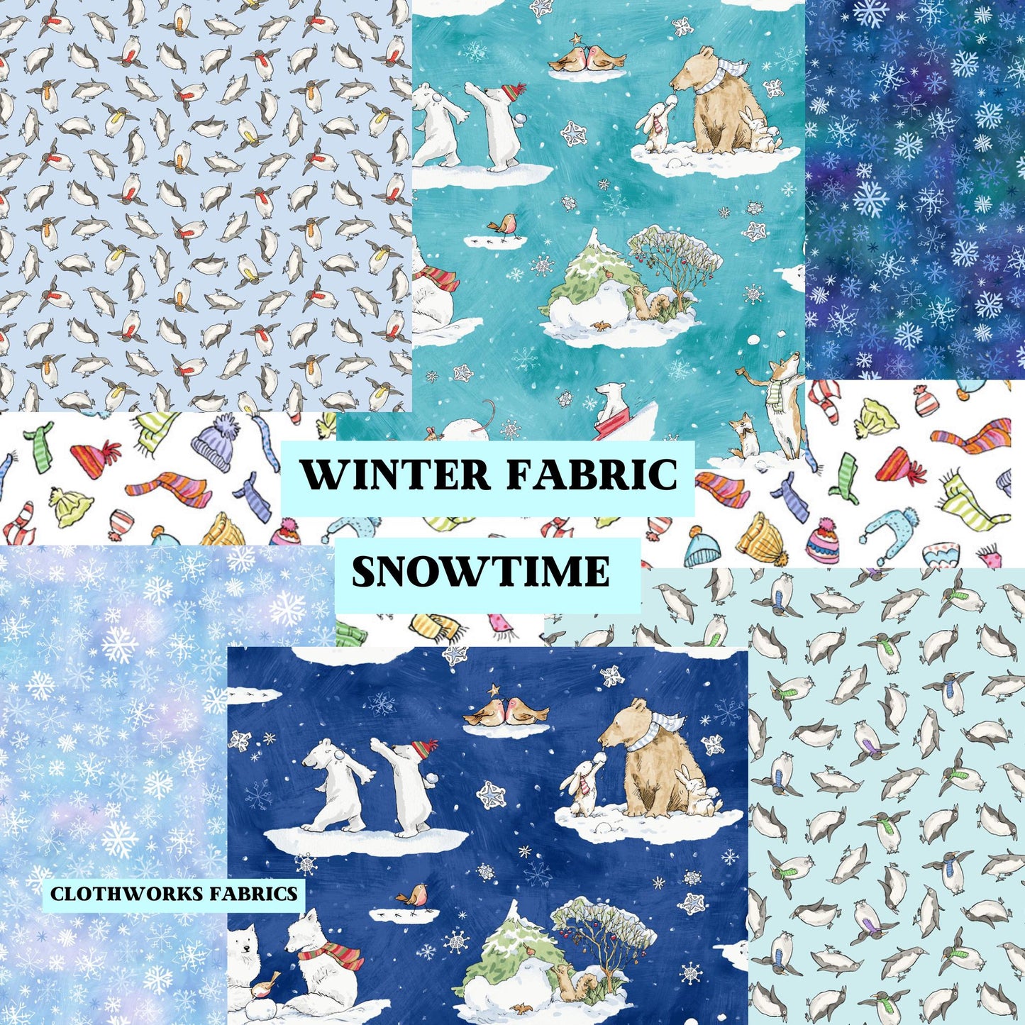 Fabric Winter: Collection Snowtime  from Clothworks