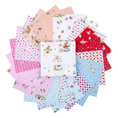 Fabric Floral/Patterned PRECUTS:  5" Stacker Collection Love Notes from Riley Blake