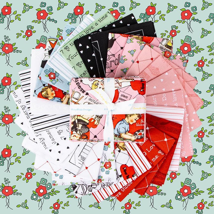 Fabric Valentines PRECUTS: Fat Quarter Bundle Collection Take Heart from Riley Blake
