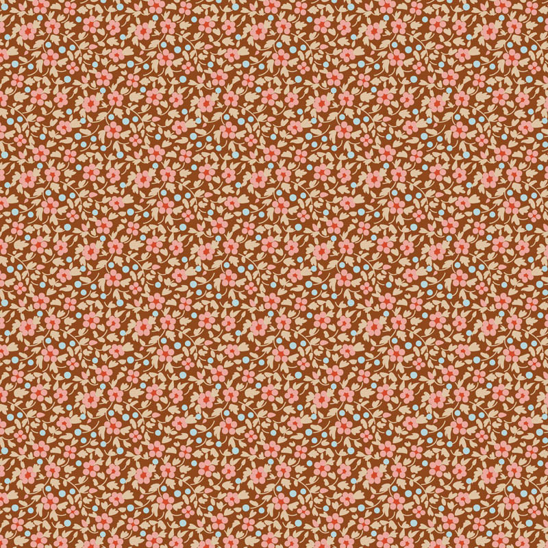 Pattern Brie Brown: A deeper brown, earthy print featuring a small, subtle pattern. from The Tilda Creating Memories Autumn collection (part of the Seasonal Basics range) features 16 small-patterned fabrics in warm tones of ginger, saffron, brown, and rust, with touches of blue-grey and khaki. Designed by Tone Finnanger, the collection blends 9 printed and 7 woven cotton designs—including dainty florals, delicate stripes, and timeless plaids—ideal for quilting, softies, and  crafting.