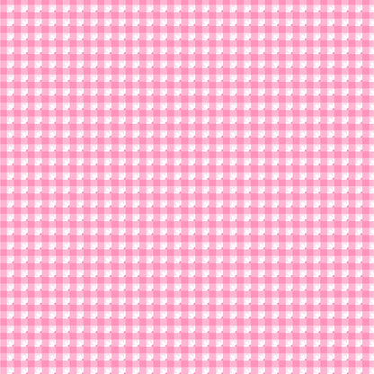 fabric pattern Check-a-Roo: A classic, peppy checkered/gingham pattern. Available in Red, Pink, and Aqua colorways  from the The Smitten Chicken collection by Lori Woods for Poppie Cotton is a cheerful, countryside-inspired fabric line. It features a lively color palette of red, pink, aqua, and white. It is ideal for quilts, kitchen projects, tea towels, and aprons