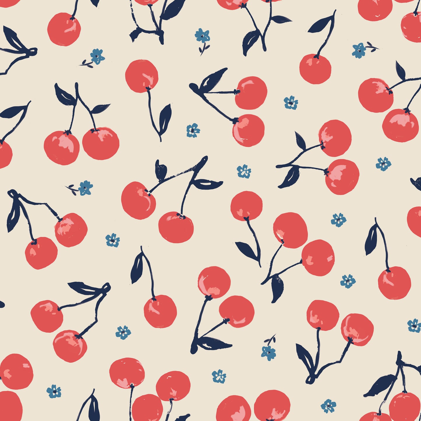 This pattern is cherries cream from The Jubilant fabric collection, which is a summer-theme inspired by outdoor picnics and vintage celebration. Collection offers color of navy, red, blue, sand, cream with patterns Bold Florals: Inspired by summer gardens and vintage charm. Classic Gingham: Traditional checked patterns suitable for picnic-themed projects. Sweet Cherries: Playful fruit motifs that emphasize the summer theme. Dots and Spots: Geometric accents to complement the larger focal prints.