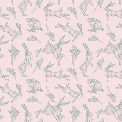 Pattern of bunnies and carrots on a gradient background  Easter themed on a pink background
