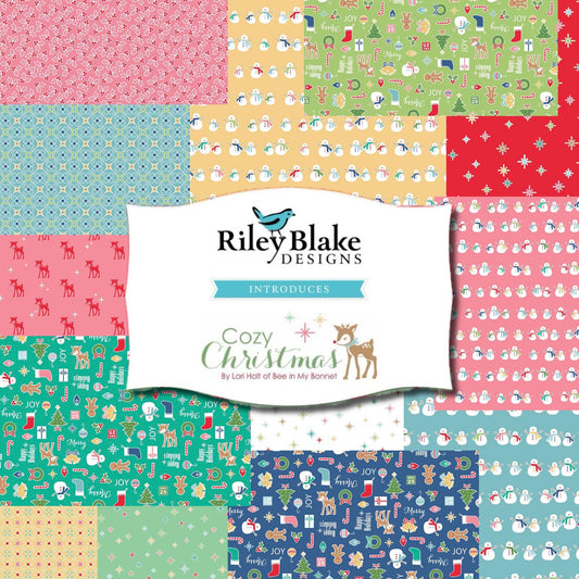 The Cozy Christmas collection is a festive and folk-art inspired line of cotton fabrics by Lori Holt for Riley Blake Designs. This vintage-inspired collection features a nostalgic mix of retro motifs, cheerful holiday characters, and classic blenders