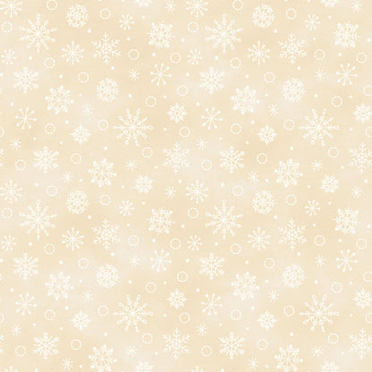 Fabric Pattern Snowflakes in colors Cream, Green and, Red from The Christmastime fabric collection by Robin Kingsley for Maywood Studio captures the charm of a country Christmas. The line features nostalgic redwork and greenwork motifs in a classic color palette of mottled cream, red, and green.