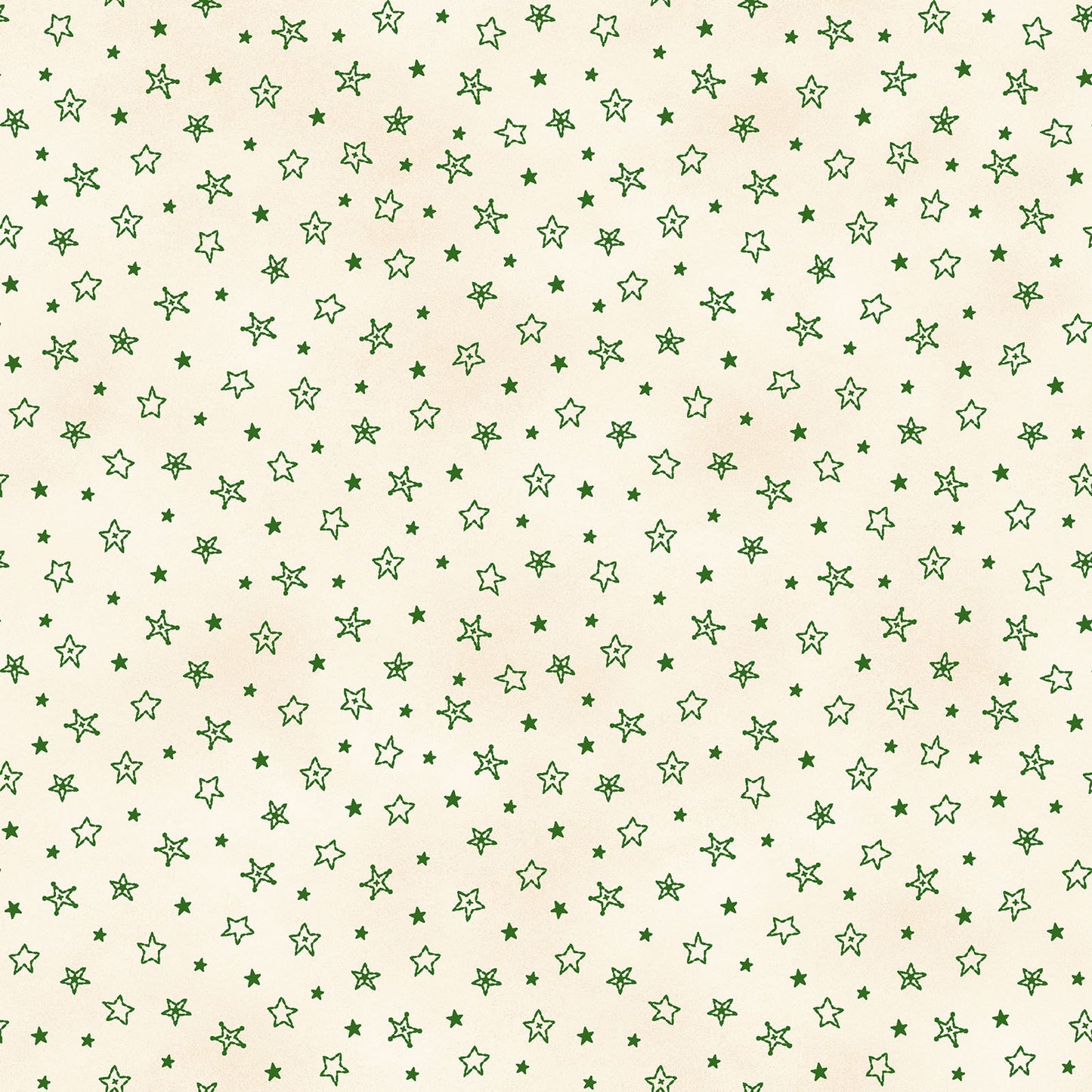 Fabric Pattern Stars in colors Green and Red from The Christmastime fabric collection by Robin Kingsley for Maywood Studio captures the charm of a country Christmas. The line features nostalgic redwork and greenwork motifs in a classic color palette of mottled cream, red, and green.