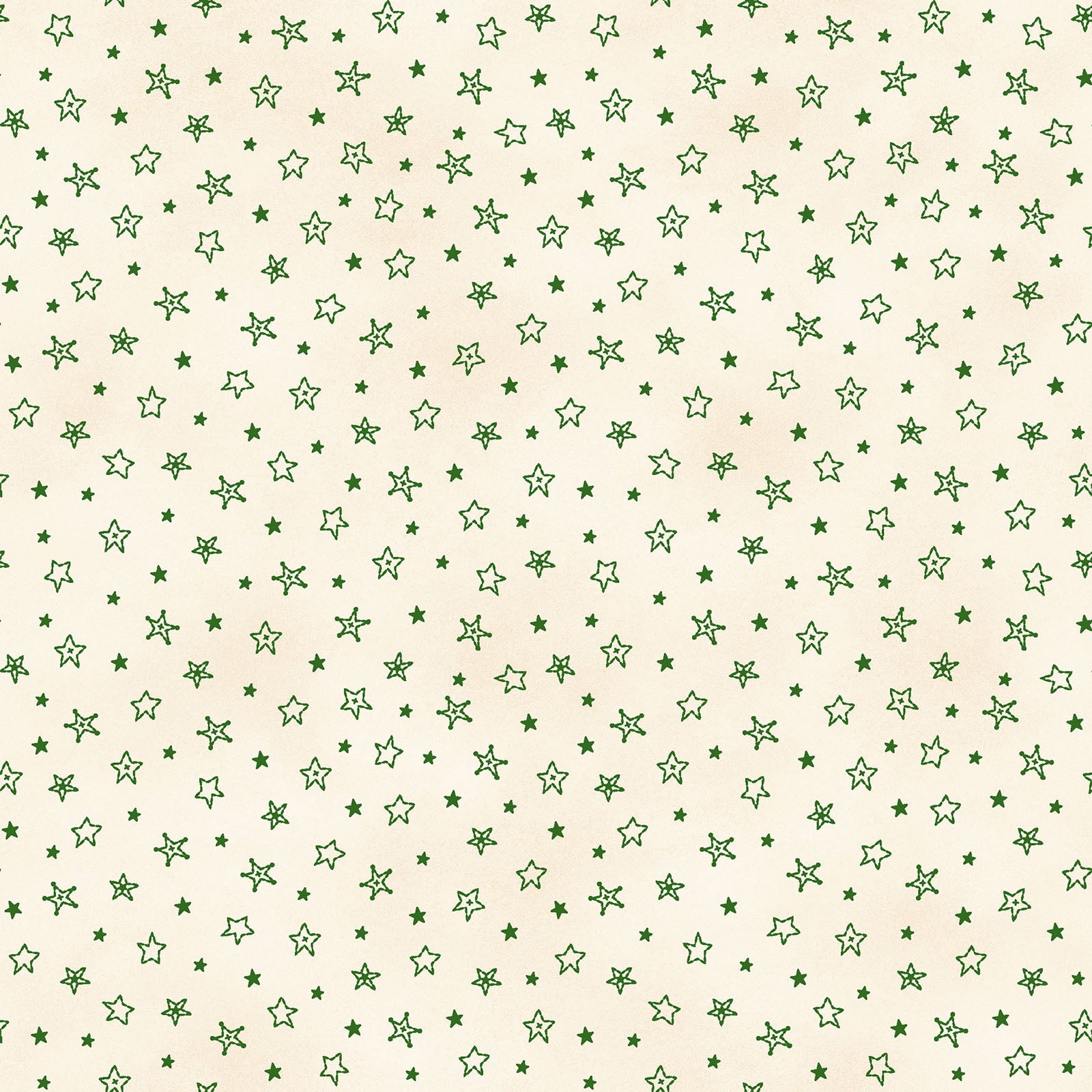 Fabric Pattern Stars in colors Green and Red from The Christmastime fabric collection by Robin Kingsley for Maywood Studio captures the charm of a country Christmas. The line features nostalgic redwork and greenwork motifs in a classic color palette of mottled cream, red, and green.