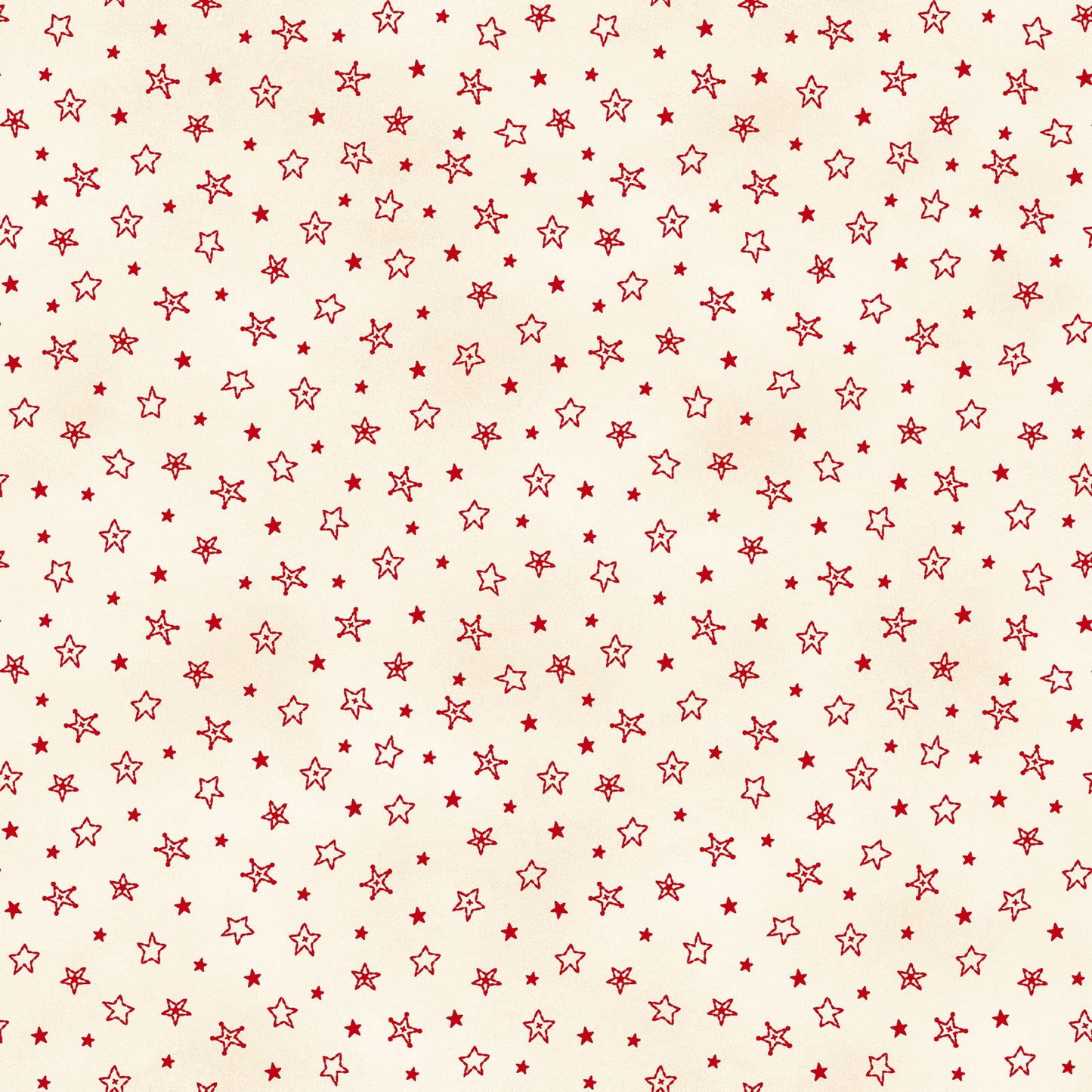 Fabric Pattern Stars in colors Green and Red from The Christmastime fabric collection by Robin Kingsley for Maywood Studio captures the charm of a country Christmas. The line features nostalgic redwork and greenwork motifs in a classic color palette of mottled cream, red, and green.