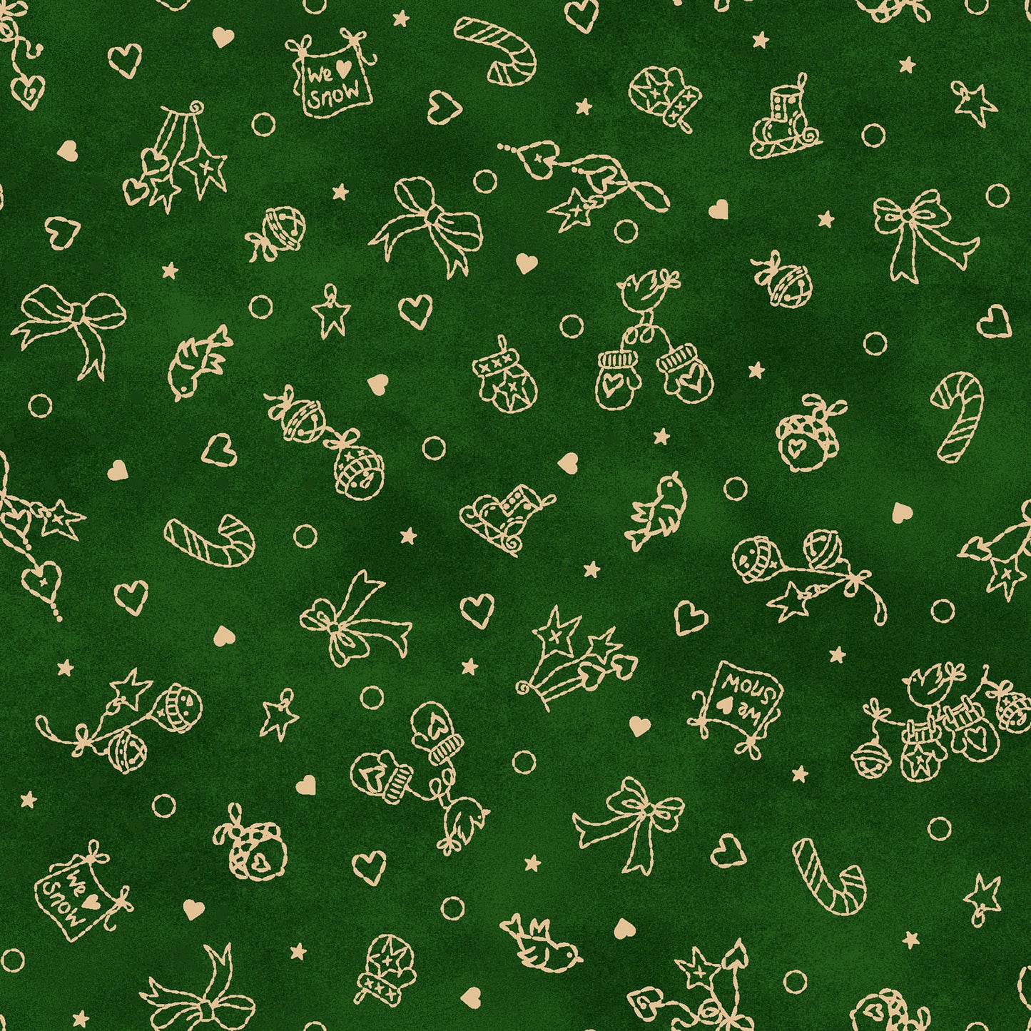 Fabric Pattern Stocking Stuffers in colors Cream Green and Red from The Christmastime fabric collection by Robin Kingsley for Maywood Studio captures the charm of a country Christmas. The line features nostalgic redwork and greenwork motifs in a classic color palette of mottled cream, red, and green.