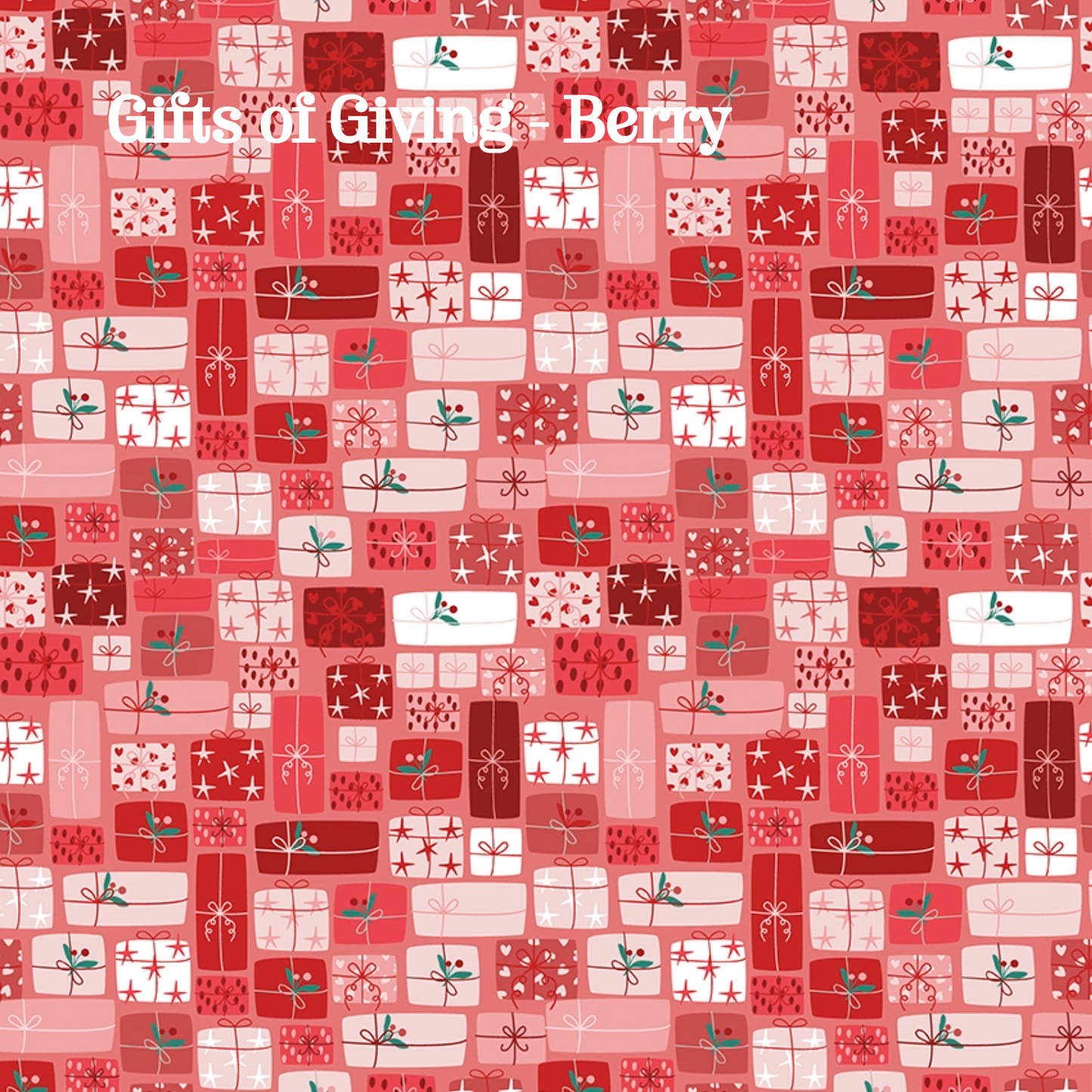 Fabric pattern Gifts of Giving berry: An allover multi-colored layout of stacked, beautifully wrapped holiday packages and ribbon.Colors: Berry, Multi, Spearmint from The Nutcracker Tradition fabric collection is designed by Jennifer Long of Sew A Story for Riley Blake Designs. Inspired by the classic Christmas Eve ballet with beloved characters like the Nutcracker, Clara, the Mouse King, and the Sugar Plum Fairy.