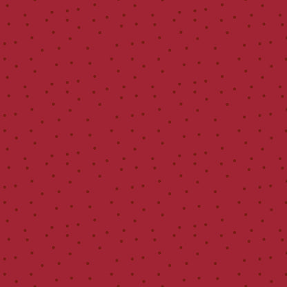 Fabric pattern Dots: Solid color backgrounds with randomly placed dots, Background Colors: Forest, Linen, and Red from The Christmas Time fabric collection by Dani Mogstad for Riley Blake Designs features nostalgic, vintage-inspired holiday look. It captures the charm of the season with woodland deer, vintage Santas, and holiday foliage. The collection spans a classic palette of red, green, and neutral tones.