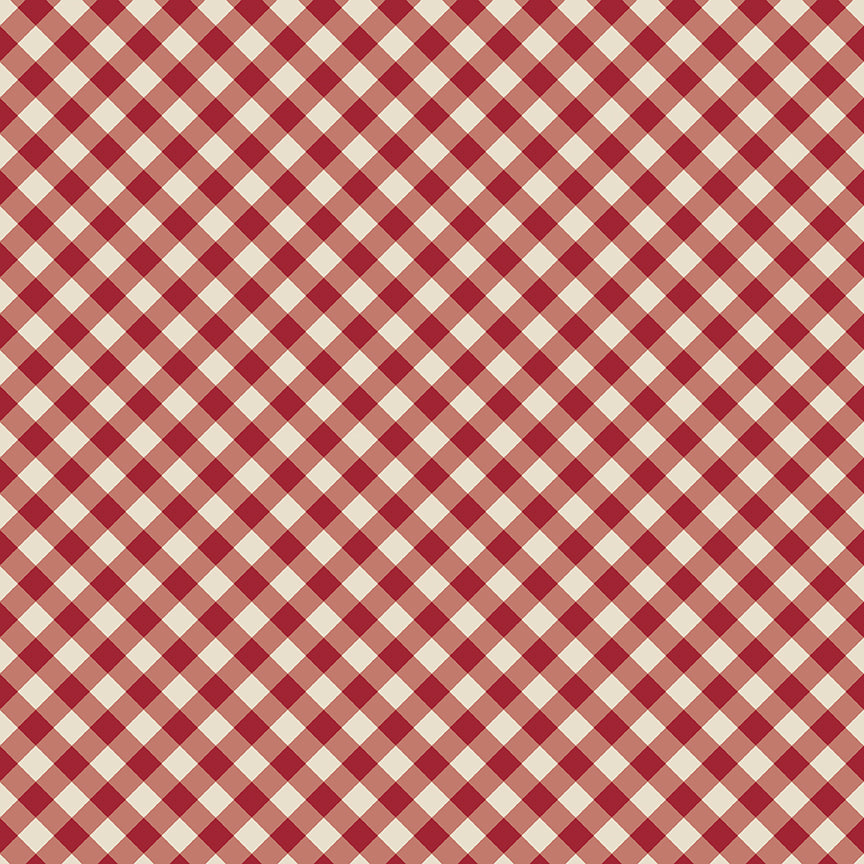 Fabric pattern Plaid: A crisp, geometric holiday plaid that works as a great coordinating blender for borders and bindings. Background Colors: Forest Red and linen from The Christmas Time fabric collection by Dani Mogstad for Riley Blake Designs features nostalgic, vintage-inspired holiday look. It captures the charm of the season with woodland deer, vintage Santas, and holiday foliage. The collection spans a classic palette of red, green, and neutral tones.