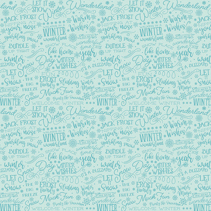 Pattern Text (Navy, Powder, Red) featuring a Typographic design featuring wintry, cheerful phrases, words, and seasonal typography. Pattern is part of the A Perfect Winter Fabric collection by Lori Whitlock for Riley Blake Designs is a festive 100% cotton line. It features a cozy palette of icy blues, powder white, and rich red. This collection is perfect for winter projects, quilts, apparel, and home decor.