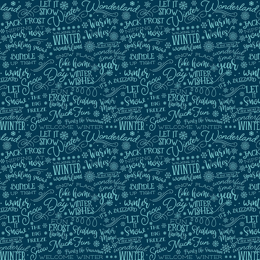 Pattern Text (Navy, Powder, Red) featuring a Typographic design featuring wintry, cheerful phrases, words, and seasonal typography. Pattern is part of the A Perfect Winter Fabric collection by Lori Whitlock for Riley Blake Designs is a festive 100% cotton line. It features a cozy palette of icy blues, powder white, and rich red. This collection is perfect for winter projects, quilts, apparel, and home decor.