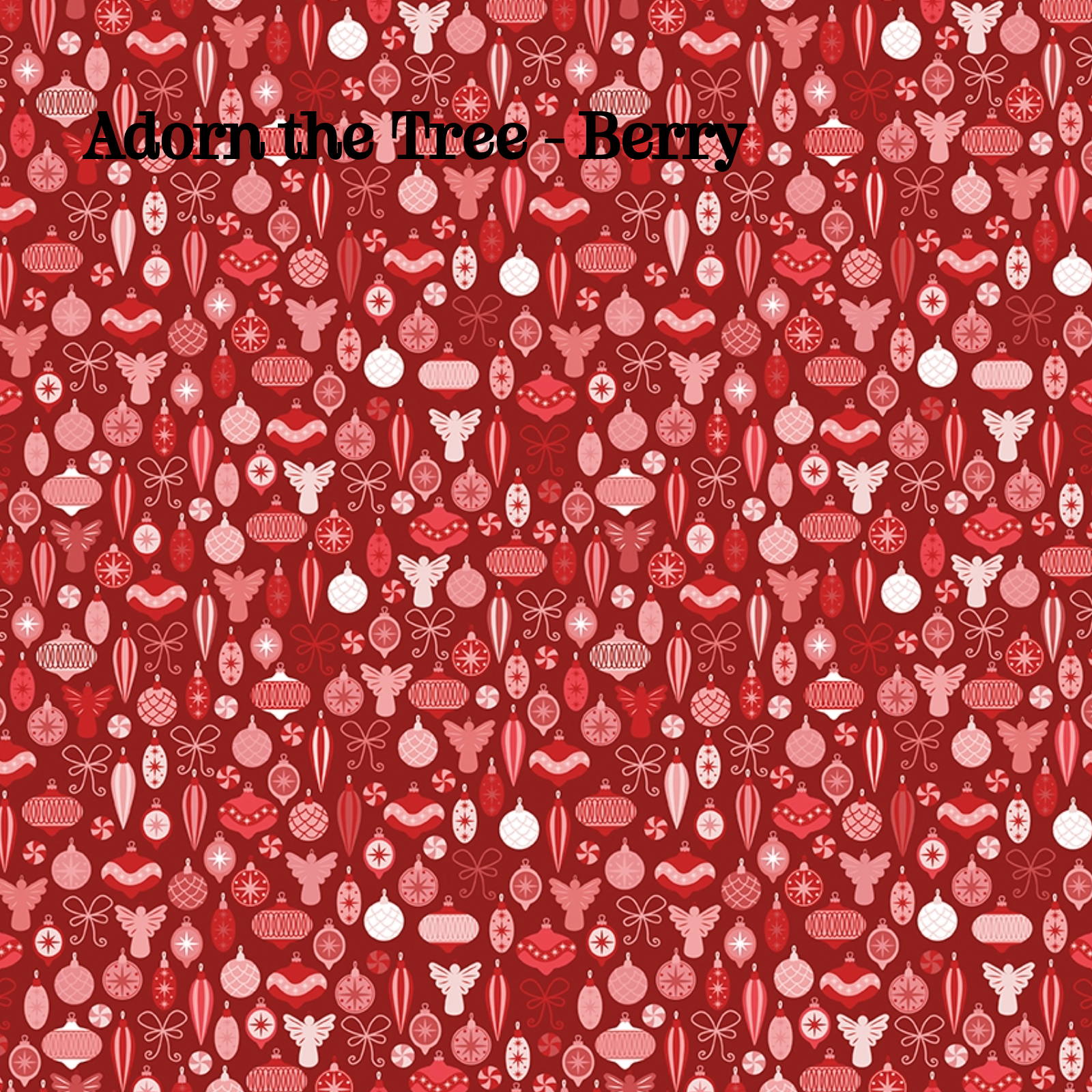 Fabric pattern Adorn the Tree berry: A geometric floral and ornamentation print evoking the texture of decorating evergreen branches, Colors: Berry, Snow, Spearmint from The Nutcracker Tradition fabric collection is designed by Jennifer Long of Sew A Story for Riley Blake Designs. Inspired by the classic Christmas Eve ballet with beloved characters like the Nutcracker, Clara, the Mouse King, and the Sugar Plum Fairy.