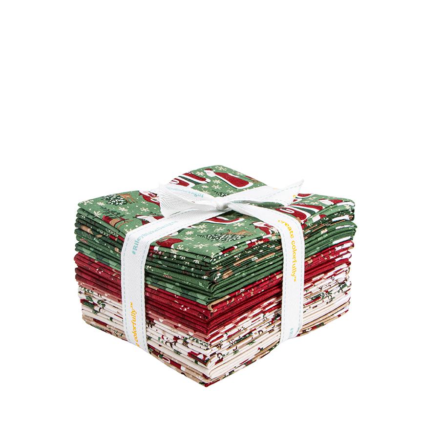 Fat Quarter Bundle includes 18 patterns from The Christmas Time fabric collection, designed by Dani Mogstad for Riley Blake Designs, features a classic, nostalgic holiday aesthetic. It highlights cozy winter scenes, delicate flora, vintage sleds, and traditional plaids. The prints come in three main background colorways: Linen, Tan, and Forest.
- 100% cotton