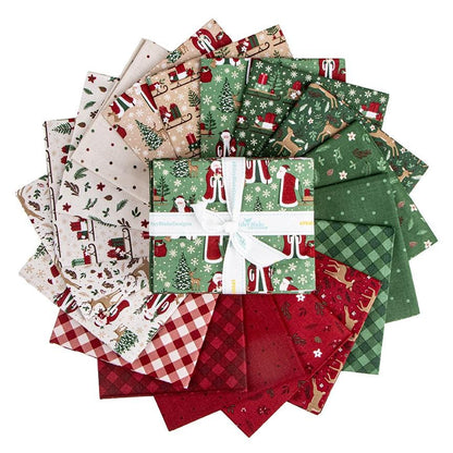Fat Quarter Bundle includes 18 patterns from The Christmas Time fabric collection, designed by Dani Mogstad for Riley Blake Designs, features a classic, nostalgic holiday aesthetic. It highlights cozy winter scenes, delicate flora, vintage sleds, and traditional plaids. The prints come in three main background colorways: Linen, Tan, and Forest.
- 100% cotton