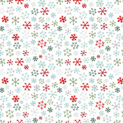 Flannel print  Snowflakes from the The Guess How Much I Love You 2026 fabric collection by Anita Jeram for Clothworks Fabrics features a cozy, Christmas-themed holiday twist. It centers around Big Nutbrown Hare and Little Nutbrown Hare. The collection includes holiday motifs like bunny-snowmen, mistletoe, holly, and winter scenes.