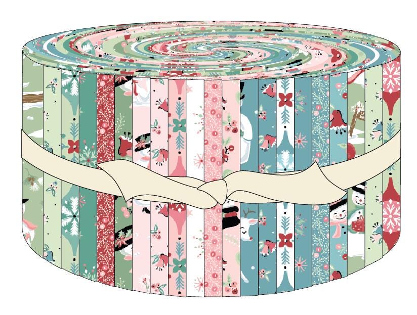 Frost and Flurry Jelly Roll / 2 1'2" strip bundle is a lovely winter wonderland collection of snowmen, reindeer, owls, fox, ornaments, snowflakes, tossed flowers and winter berries. The color palette combines all shades of dark and light green, red, white, pink and blues. This will be a sweet collection to add to your Christmas stash where you can make all kinds of quilts, pillows and home décor projects.