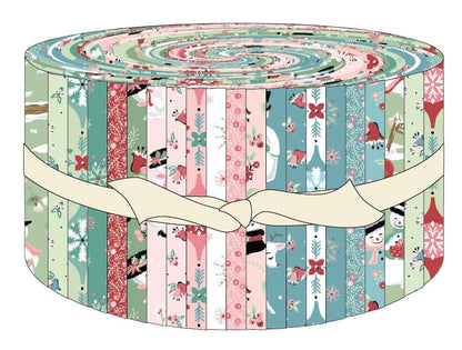Frost and Flurry Jelly Roll / 2 1'2" strip bundle is a lovely winter wonderland collection of snowmen, reindeer, owls, fox, ornaments, snowflakes, tossed flowers and winter berries. The color palette combines all shades of dark and light green, red, white, pink and blues. This will be a sweet collection to add to your Christmas stash where you can make all kinds of quilts, pillows and home décor projects.