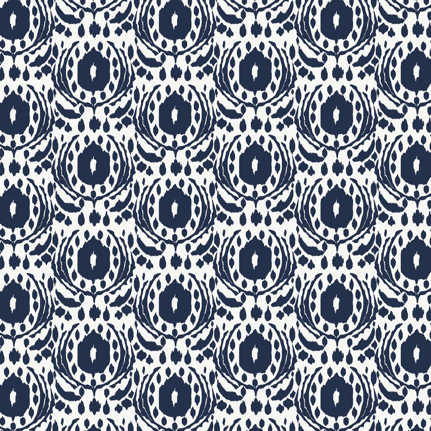 This pattern is ikat navy from The Jubilant fabric collection, which is a summer-theme inspired by outdoor picnics and vintage celebration. Collection offers color of navy, red, blue, sand, cream with patterns Bold Florals: Inspired by summer gardens and vintage charm. Classic Gingham: Traditional checked patterns suitable for picnic-themed projects. Sweet Cherries: Playful fruit motifs that emphasize the summer theme. Dots and Spots: Geometric accents to complement the larger focal prints.