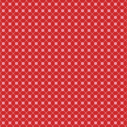 fabric pattern Lazy Daisy: A dainty, scattered floral print. Available in White, Red, and Aqua colorways  from the The Smitten Chicken collection by Lori Woods for Poppie Cotton is a cheerful, countryside-inspired fabric line. It features a lively color palette of red, pink, aqua, and white. It is ideal for quilts, kitchen projects, tea towels, and aprons