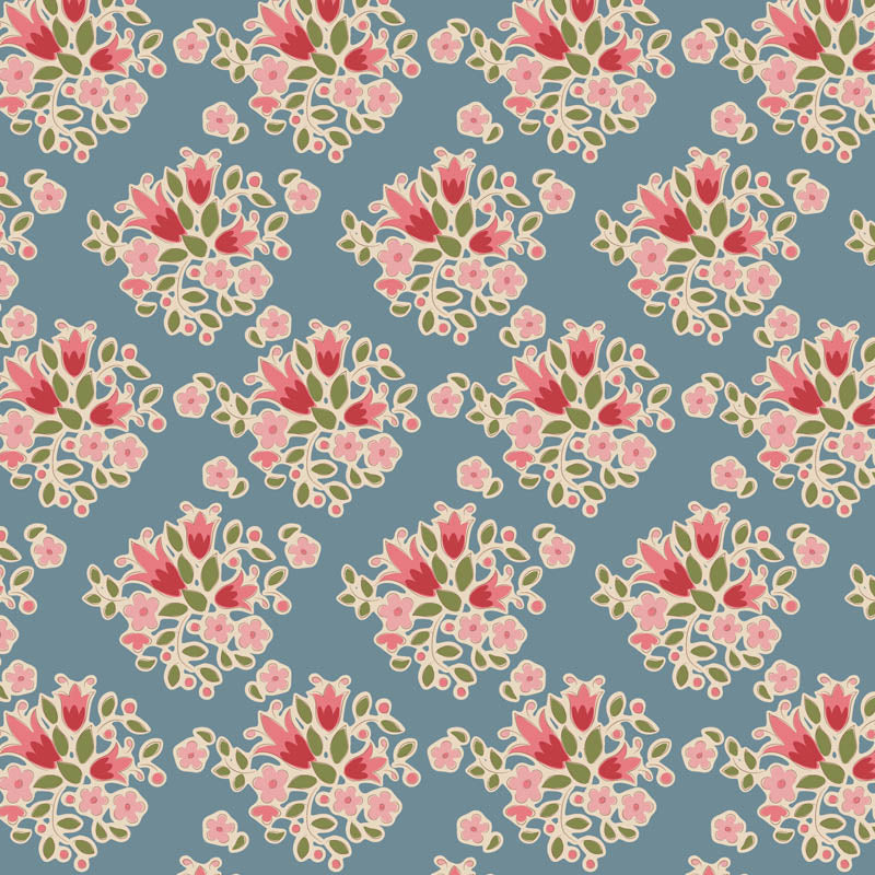 Pattern Lulu Blue (130123/1.5.5): A charming, tiny ditsy floral pattern in blue from The Tilda "Creating Memories" Summer & Ocean Blues collection is designed by Tone Finnanger, featuring a curated selection of 16 fabrics (a mix of prints and wovens) inspired by the sea and summer days. The collection emphasizes blues, white, and hints of ginger/saffron, characterized by small-scale designs like ditsy flowers, stripes, and dots.