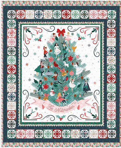 Panel for The Nutcracker Tradition fabric collection designed by Jennifer Long of Sew A Story for Riley Blake Designs. Inspired by the classic Christmas Eve ballet, this whimsical collection features nostalgic storybook illustrations, holiday motifs, and beloved characters like the Nutcracker, Clara, the Mouse King, and the Sugar Plum Fairy.