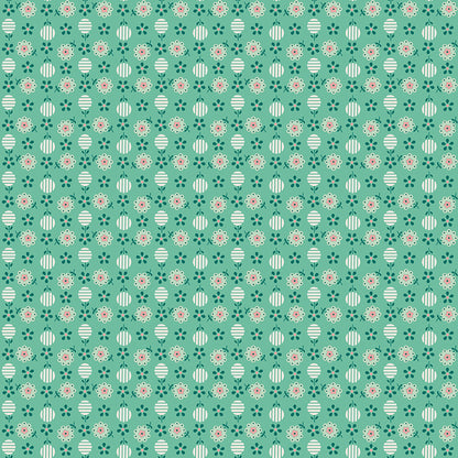 Pattern Apron (Leaf): A patterned print that mimics the vintage feel of kitchen aprons. Fabric pattern is from The Berry & Sage fabric collection by Lori Holt  for Riley Blake Designs which is a vintage-inspired line  characterized by a color palette of coral, tea rose, cherry, alpine, latte, and sage. The collection features a mix of delicate florals, calicos, geometrics, and plaids.