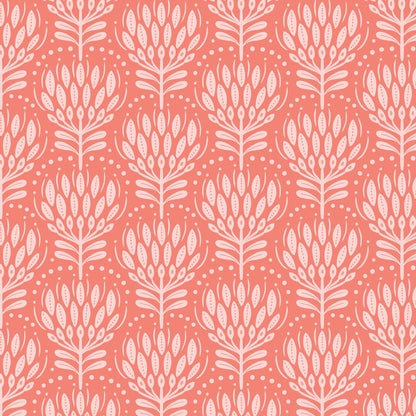 Pattern Alina (backgrounds in Coral, Green, & Gray): A stylized botanical print from The Gardening Girl fabric collection by Hang Tight Studio for Cloud9 Fabrics is a 16-piece, 100% organic cotton collection inspired by springtime, blooming flowers, and the joy of gardening. The collection features a modern-yet-timeless aesthetic in a refreshing palette of coral, green, grey, and white.