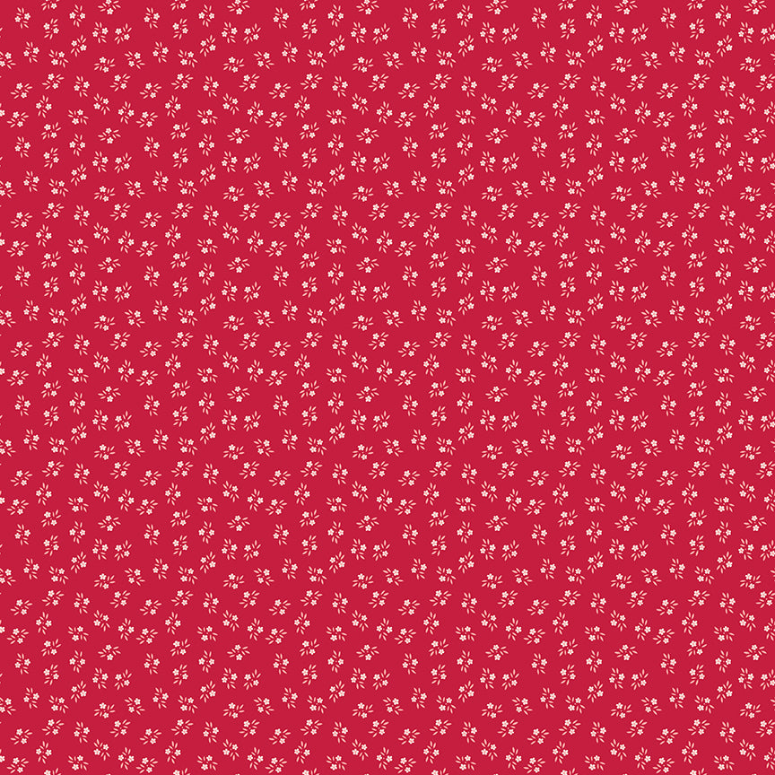 Pattern Corsage (Jazzberry): A larger-scale floral print that acts as a focal pattern. Fabric pattern is from The Berry & Sage fabric collection by Lori Holt for Riley Blake Designs which is a vintage-inspired line  characterized by a color palette of coral, tea rose, cherry, alpine, latte, and sage. The collection features a mix of delicate florals, calicos, geometrics, and plaids.