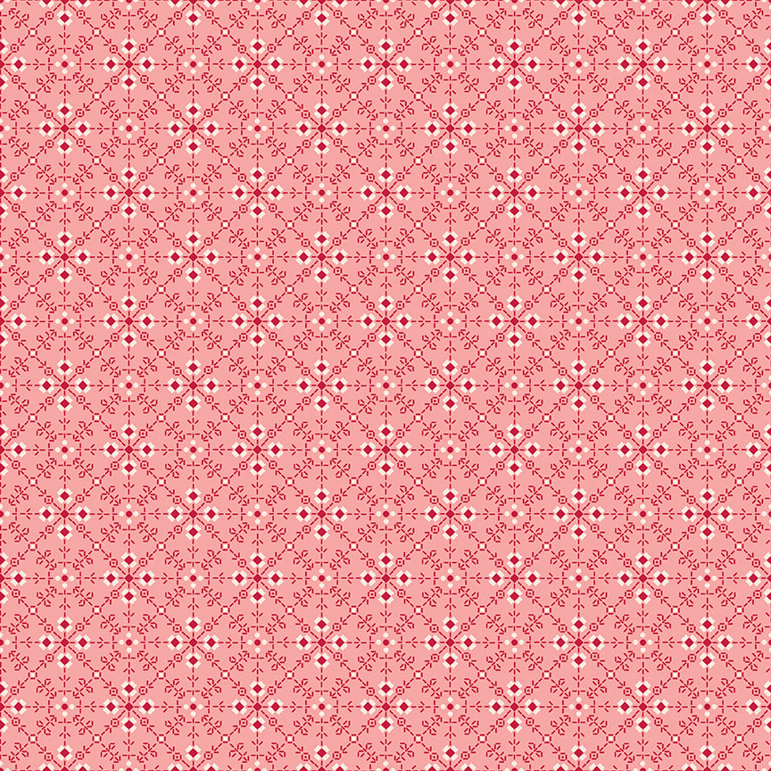 Pattern Homemade (Coral): A tiny patterned print often used as a blender. Fabric pattern is from The Berry & Sage fabric collection by Lori Holt for  Riley Blake Designs which is a vintage-inspired line  characterized by a color palette of coral, tea rose, cherry, alpine, latte, and sage. The collection features a mix of delicate florals, calicos, geometrics, and plaids.
