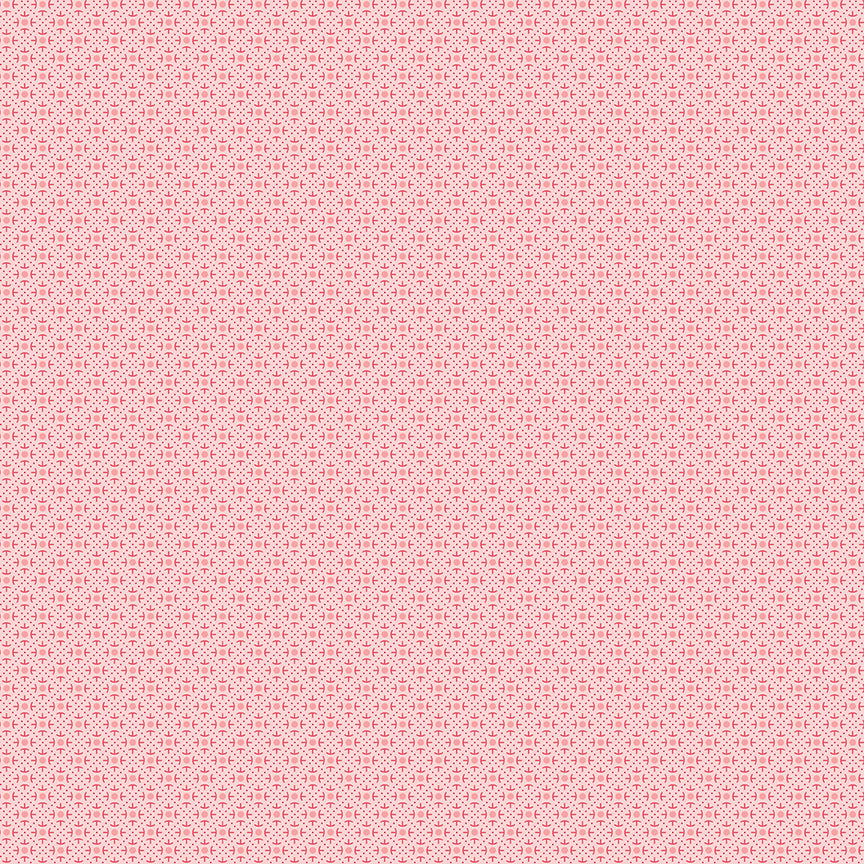  delicate, intricate pattern resembling lace or eyelet lace. Fabric pattern is from The Berry & Sage fabric collection by Lori Holt  for Riley Blake Designs which is a vintage-inspired line  characterized by a color palette of coral, tea rose, cherry, alpine, latte, and sage. The collection features a mix of delicate florals, calicos, geometrics, and plaids.